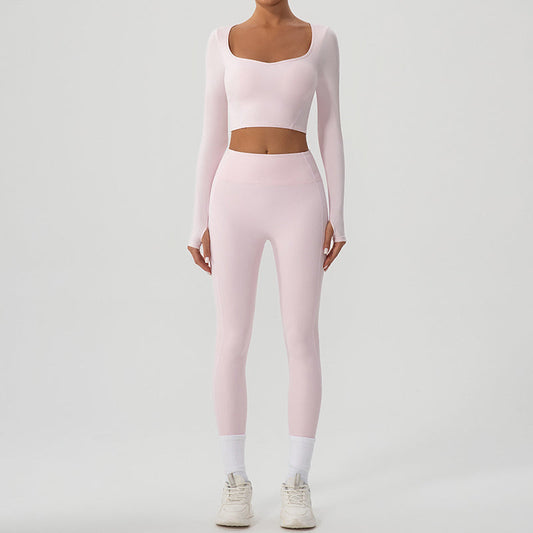 Wholesale Snug-fit U-neck Cropped Long Sleeves | Wonderxfans bulk activewear