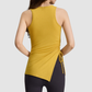 Wholesale Women's Ribbed Yoga Tank Top with Drawstring Hem & Side Slit – TX309