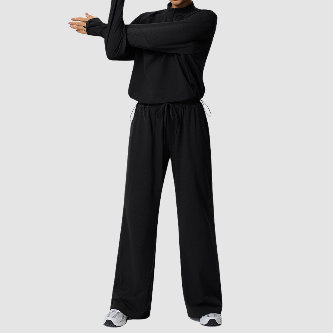 Wholesale Women’s Waffle Knit Active Set – Stand-Collar Long Sleeve & Pants