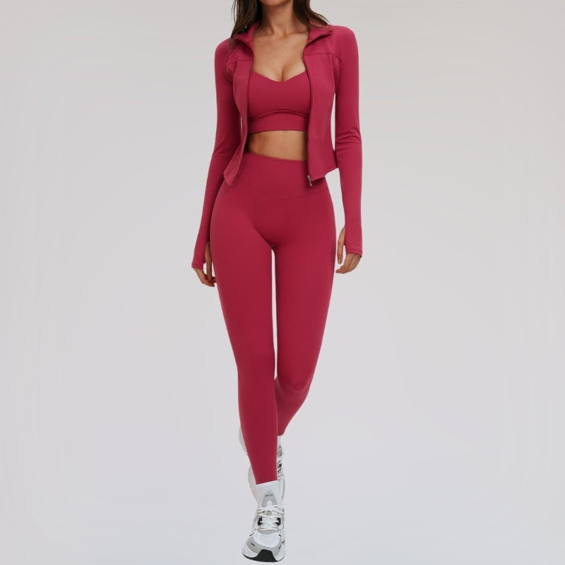 Wholesale removable padded bra + leggings + jacket