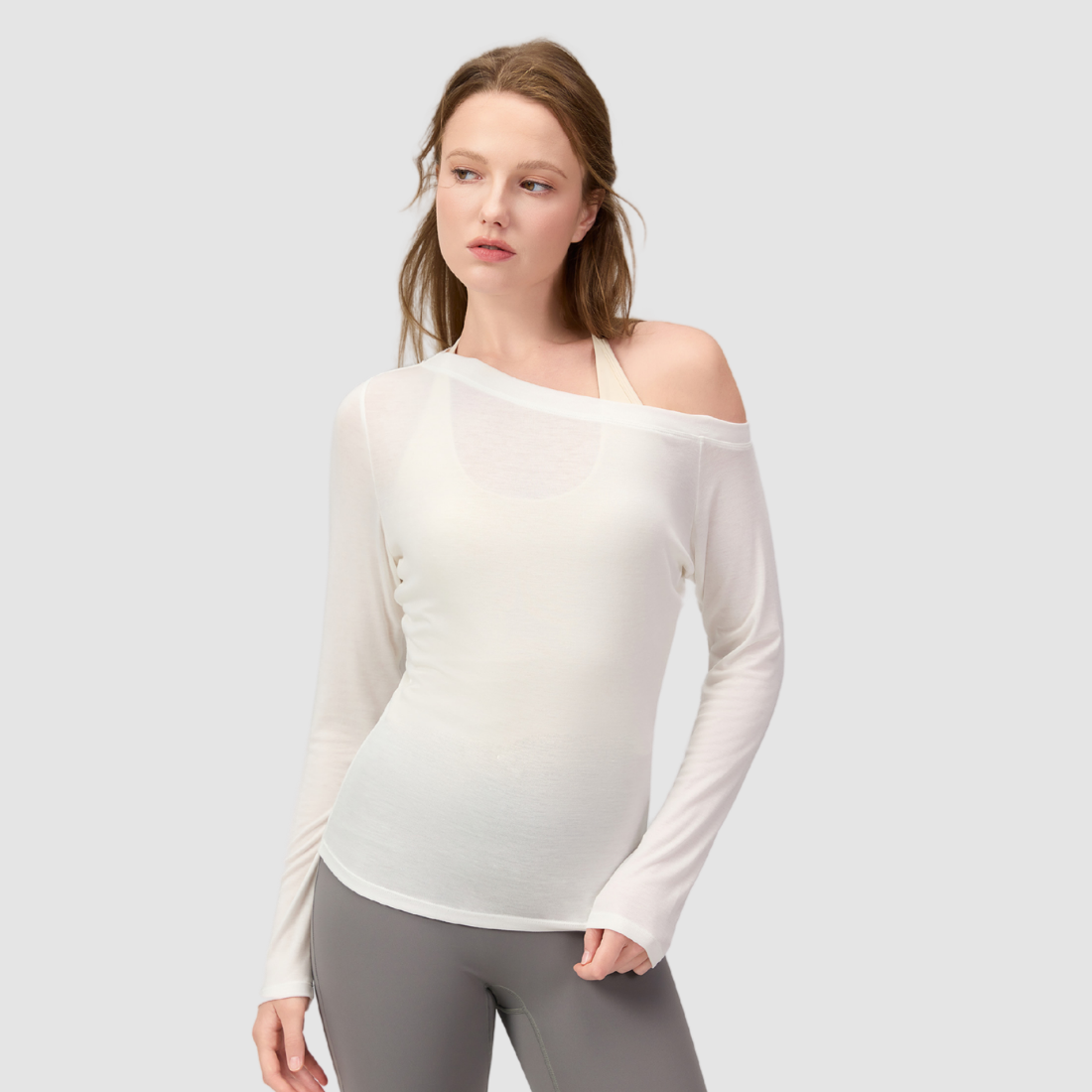 Wholesale Women's Lyocell Off-Shoulder Long-Sleeve Yoga Top