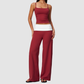 Wholesale Women’s Padded Strap Tank & Wide-Leg Yoga Pants Set