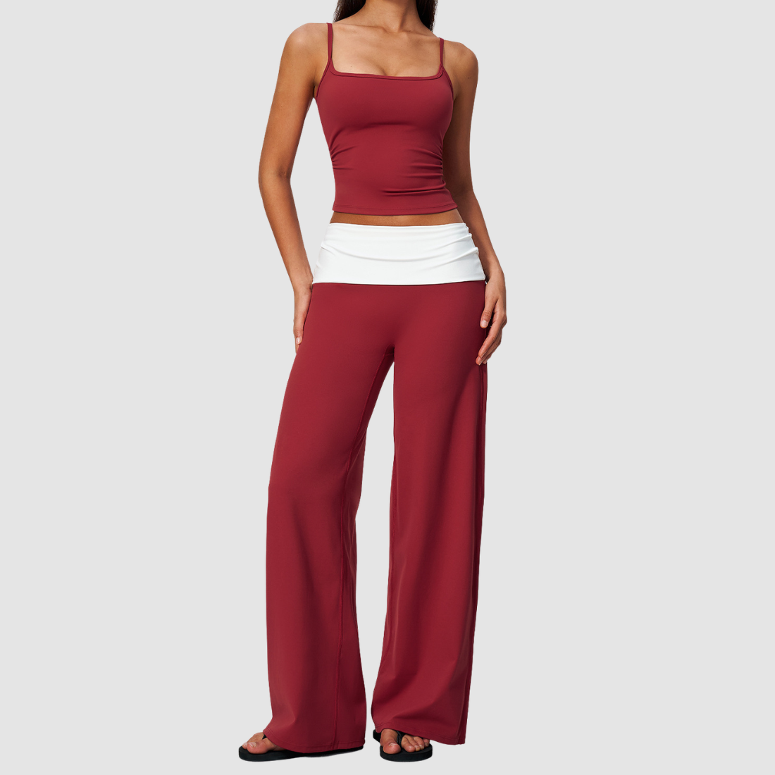 Wholesale Women’s Padded Strap Tank & Wide-Leg Yoga Pants Set