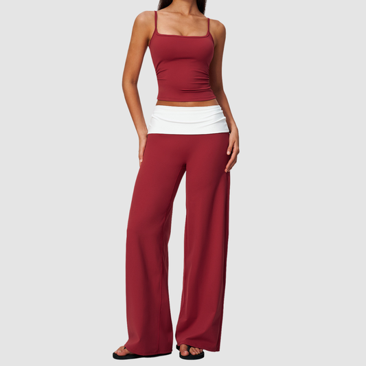 Wholesale Women’s Padded Strap Tank & Wide-Leg Yoga Pants Set