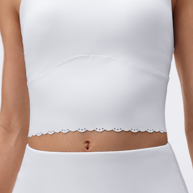 Wholesale round neck tank top + fake two piece tennis skirt