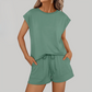 Wholesale Women's Relaxed Round Neck Short Sleeve Two-Piece Set