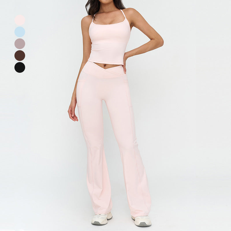 Racerback tank top + Flared pants 2-piece set