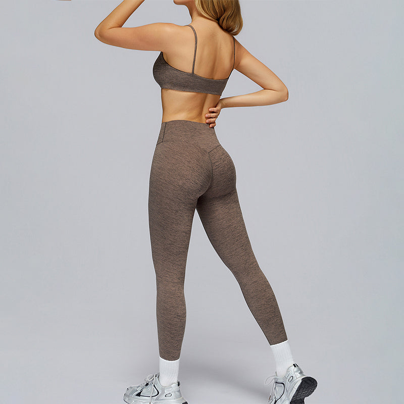 Spaghetti Strap Sports Bra + Sports Pants 2-Piece Set