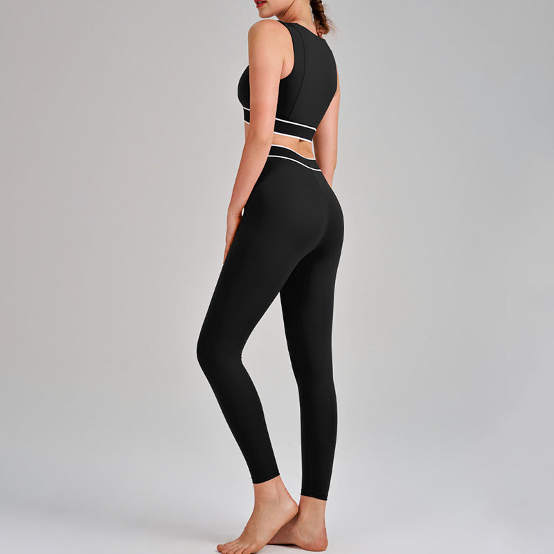 Color-Blocked Sports Bra + High-Waisted Leggings 2-Piece Set