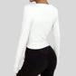 Women's slim fit top with long sleeves and straps