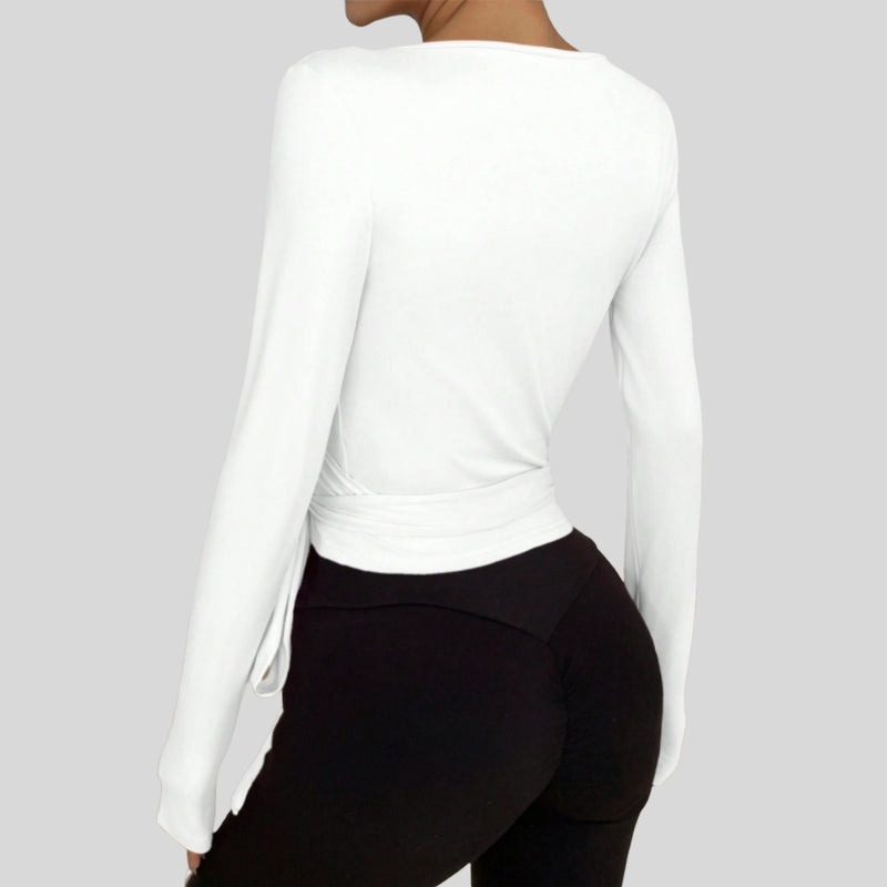 Women's slim fit top with long sleeves and straps