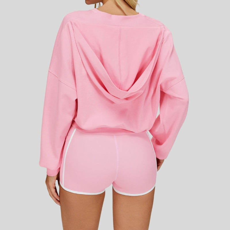 Warm V-neck hooded sweatshirt