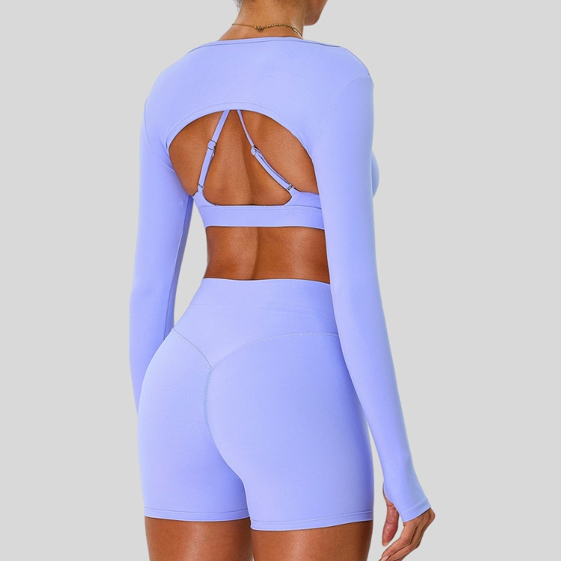 Naked Feel Sport Bra with Cover and Shorts 3-Piece Set