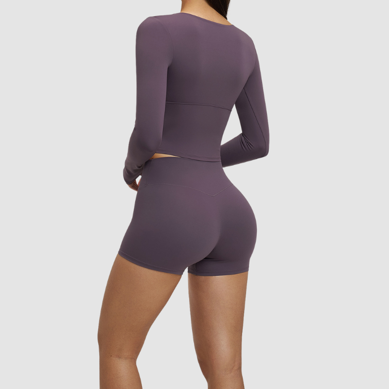 Wholesale long sleeved top+high-heeled tight shorts | Wonderxfans bulk activewear