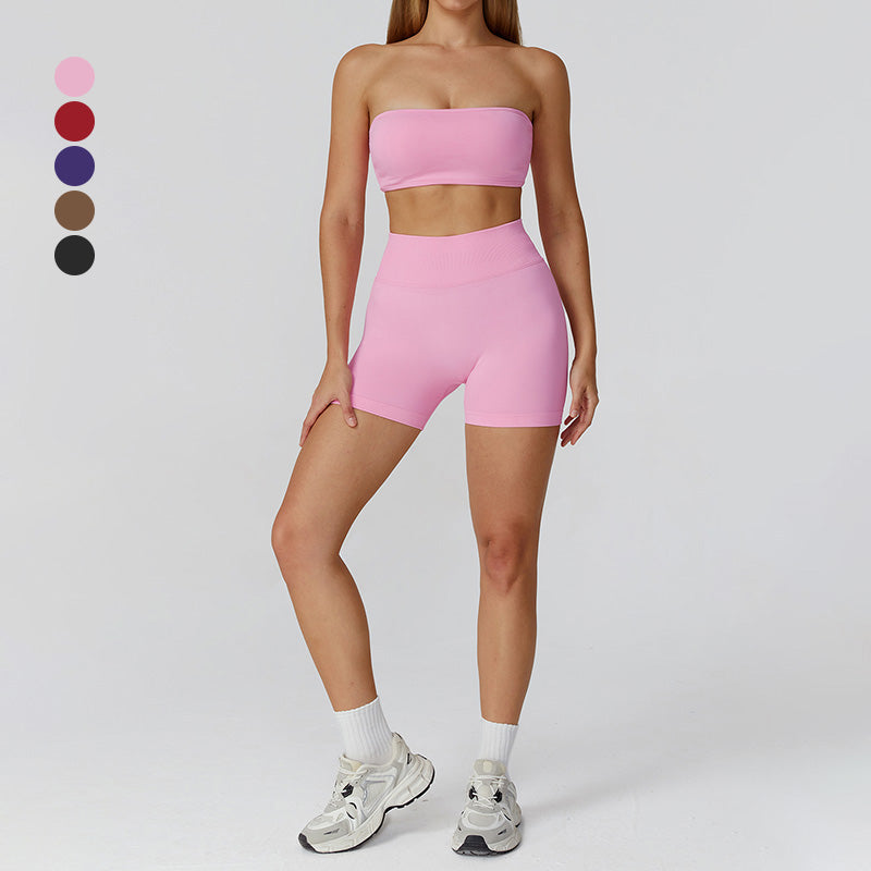 Tubo sem costura Sport Bra + Shorts de cintura alta