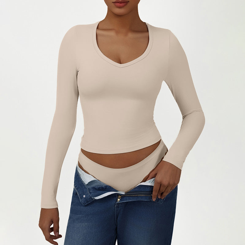 Snug-Fit V-Neck Long Sleeve