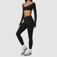 Wholesale Women's Brushed Long-Sleeve Top + Leggings Sports Set