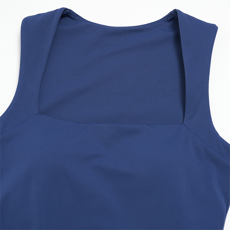 Wholesale Women's Bare-Feel Square Neck Yoga Jumpsuit with Chest Pad & Capri Shorts