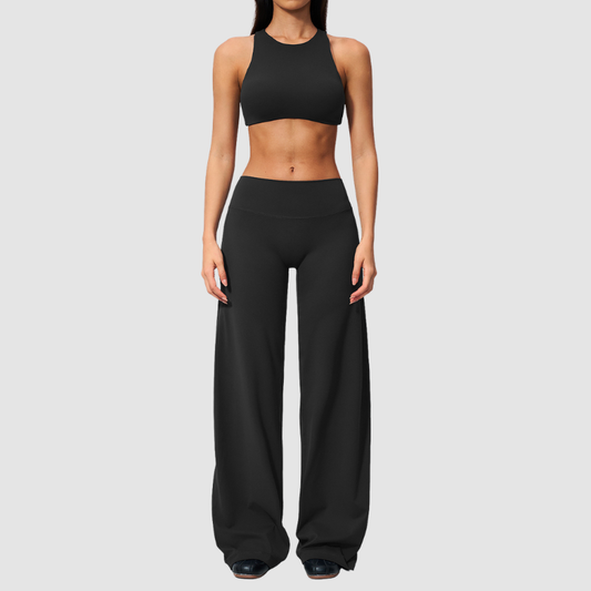Wholesale Women's Sports Bra and Wide-Leg Pants Set – Brushed Fabric Yoga Set
