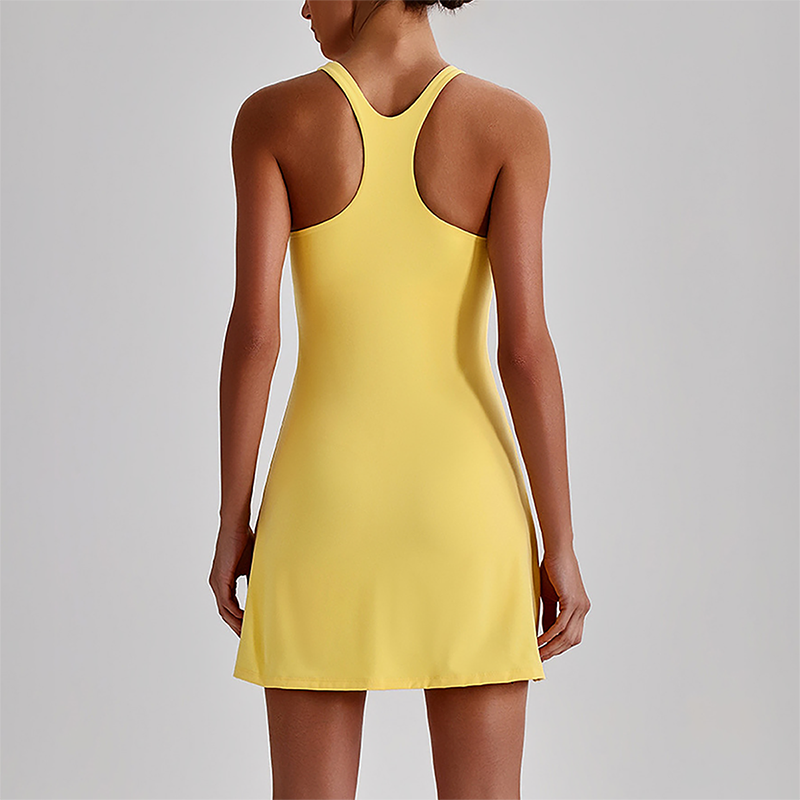 Wholesale Naked-Feel Anti-Exposure Sports Tennis Dress with Built-In Bra – Quick-Dry Active Dress
