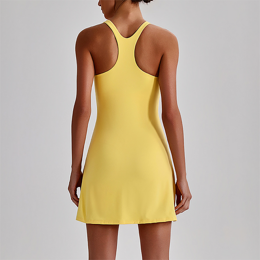 Wholesale Naked-Feel Anti-Exposure Sports Tennis Dress with Built-In Bra – Quick-Dry Active Dress