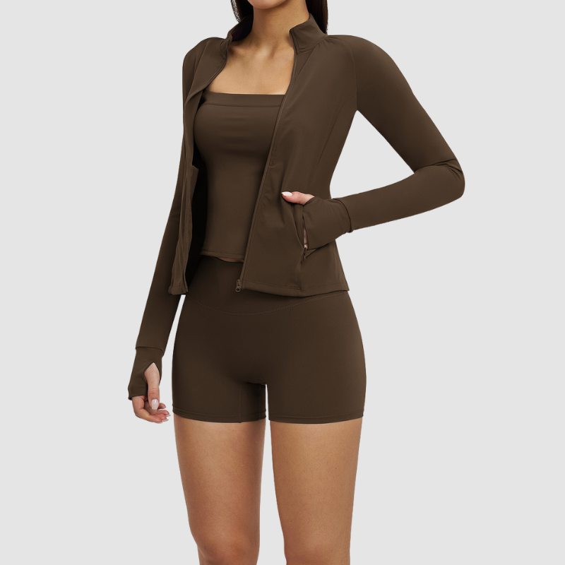 Wholesale Women's front-zip cardigan long-sleeved jacket | Wonderxfans bulk activewear