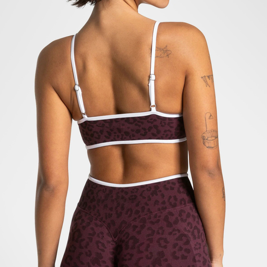 Wholesale Women's Seamless Leopard Print Sports Bra with Chest Pad