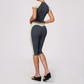 Wholesale Women's Colorblock Bare-Feel Yoga Set Short Sleeve Top & Capri Pants