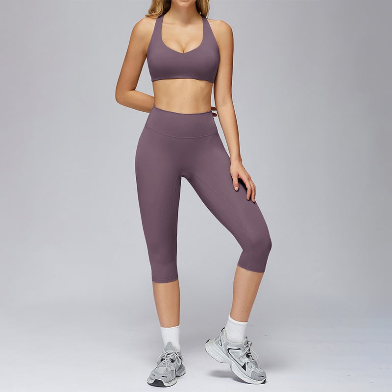 Sports bra+Mid-length leggings 2-piece set