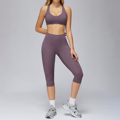 Sports bra+Mid-length leggings 2-piece set