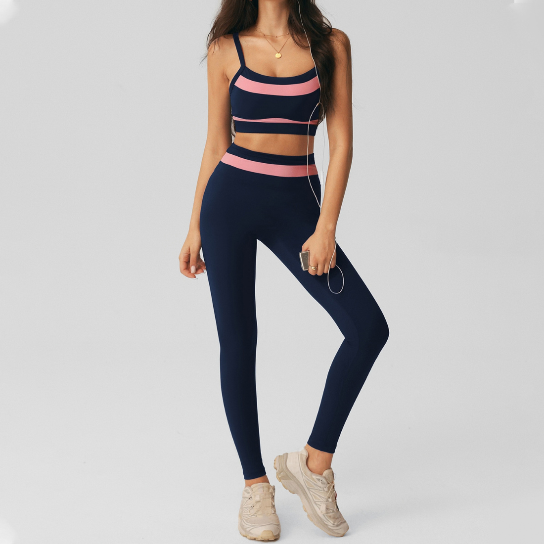 Wholesale Women's Padded Cami Bra +Hip-lift Cropped Pants Yoga Set