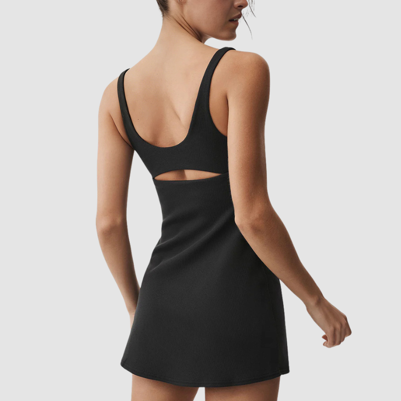 Wholesale Women's Fine Stripe Sleeveless Sports Dress – Built-In Chest Pad