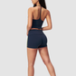 Wholesale Color Block V-Neck Sports vest & Fold-Up Shorts Set