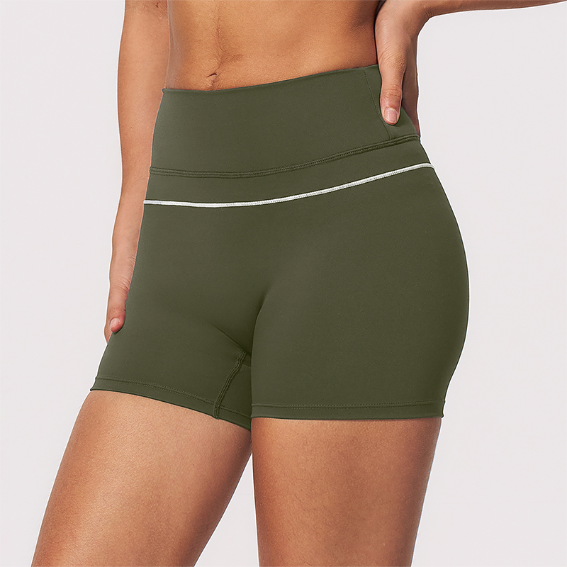 Wholesale Women's Brushed Yoga Shorts – Colorblock Tummy Control Butt Lift