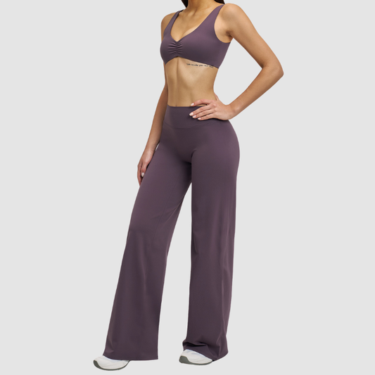 Wholesale Backless sports bra+High-waisted flared pants | Wonderxfans bulk activewear
