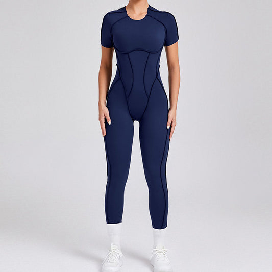 Wholesale Short-sleeved backless leggings bodysuit | Wonderxfans bulk activewear