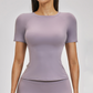 Wholesale short sleeved round neck slim fit waist T-shirt