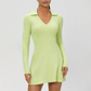 Wholesale Women's Long Sleeve V-Neck Tennis Dress – Quick-Dry Slim Fit Athletic Dress
