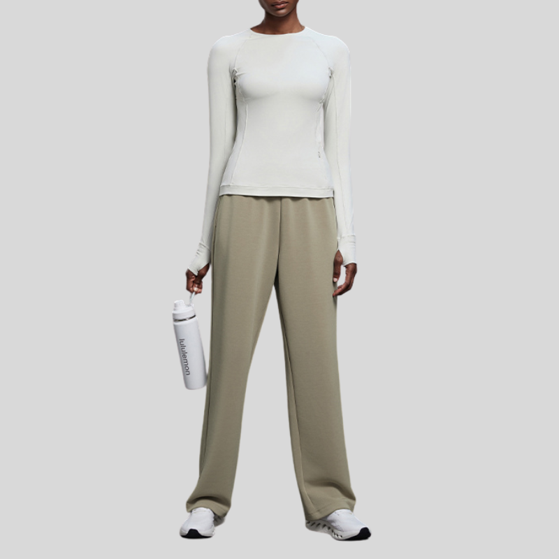 Women's high-waisted straight-leg pants