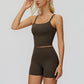 Sports vest with U-shaped+High waisted sports shorts 2-piece set