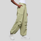 Double-waist straight-leg work pants