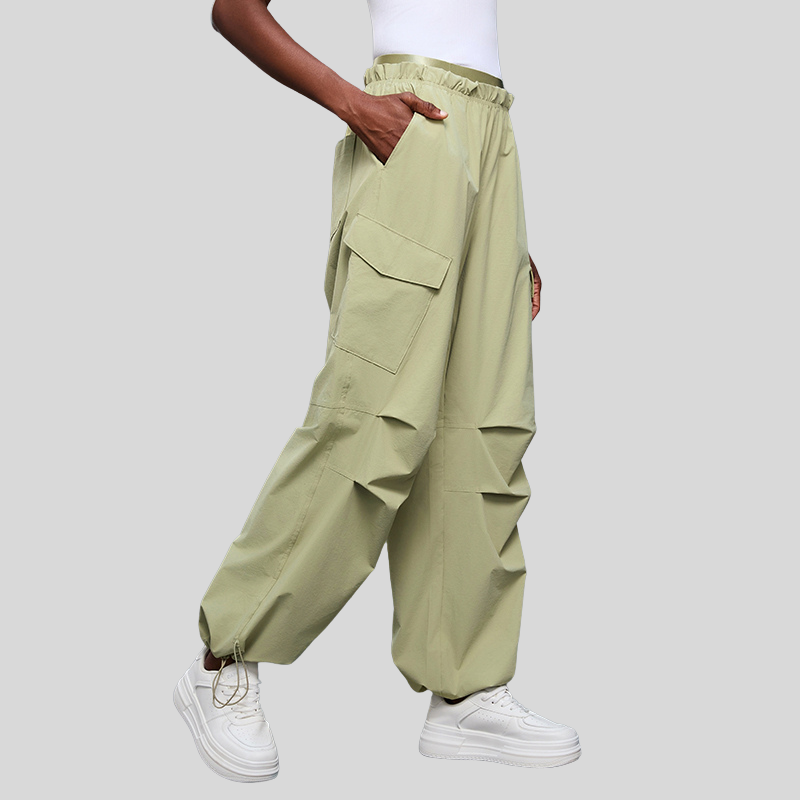 Double-waist straight-leg work pants