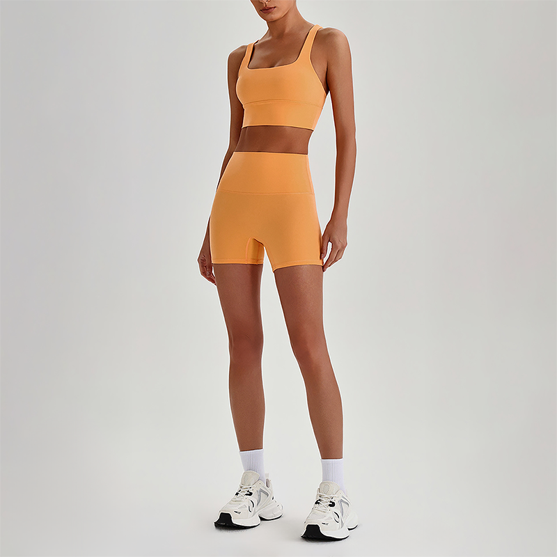 Wholesale Cross-Back Sports Bra & High-Waist Biker Shorts Set – Naked-Feel Quick-Dry Yoga 2-Piece