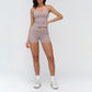 Racerback tank top + high-waisted shorts 2-piece set