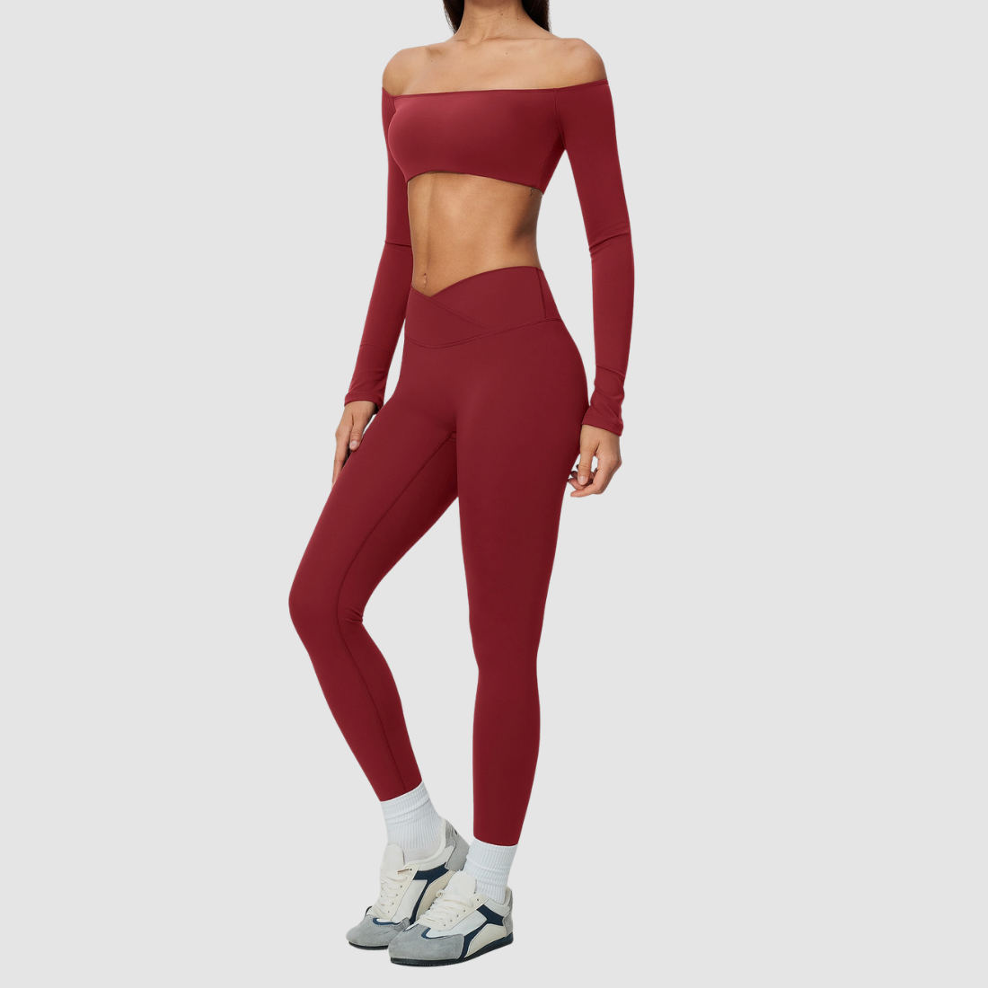 Wholesale Women's One-Shoulder Long-Sleeve Top+Yoga Leggings Set