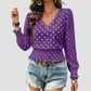 Wholesale Women's Round neck printed polka dot long sleeve V-neck fashionable casual top