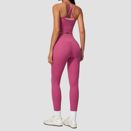Wholesale Naked-Feel Yoga Set – Cross Back Quick-Dry Fitness Outfit