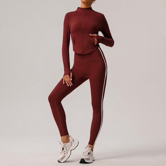 Wholesale Stand-Collar Cropped Jacket + High-Waisted | Wonderxfans bulk activewear