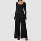 Wholesale Women's Brushed V-Neck Long Sleeve Top & Wide-Leg Pants Yoga Set