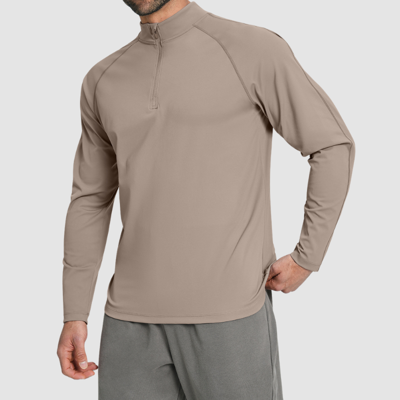 Wholesale Men's Half-Zip Mock Neck Long Sleeve Athletic Top – Moisture-Wicking Gym Fitness Training Shirt